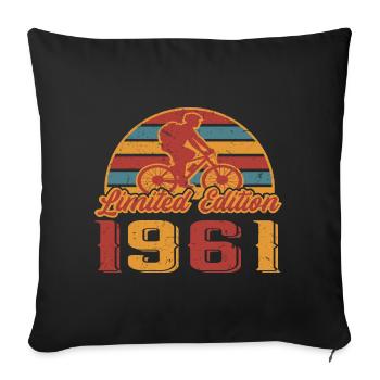 Vélo Vélo Cycliste Anniversaire Année de construction 1961 - Housse de coussin décorative 45 x 45 cm - noir - Devant