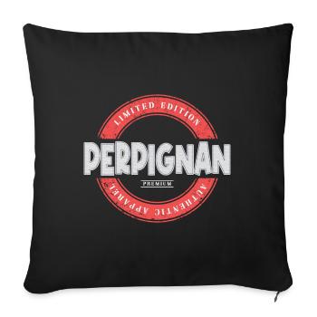 Perpignan France Ville Skyline Accueil Amour - Housse de coussin décorative 45 x 45 cm - noir - Devant
