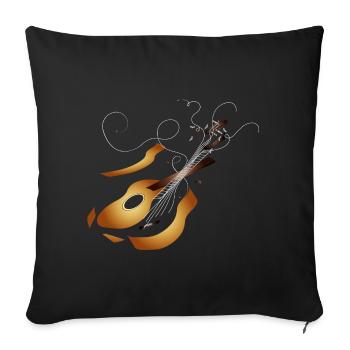 guitare acoustique 3D détruite dans des tons chauds - Housse de coussin décorative 45 x 45 cm - noir - Devant