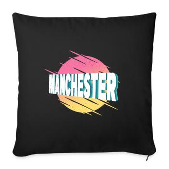 Manchester Angleterre Royaume-Uni Royaume-Uni City Font - Housse de coussin décorative 45 x 45 cm - noir - Devant