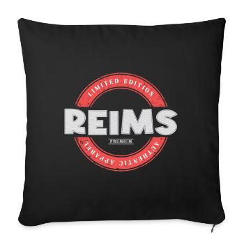 Reims France City Skyline Accueil Amour - Housse de coussin décorative 45 x 45 cm - noir - Devant