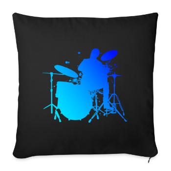 Batteur Homme Batteur Batterie Kit Batterie - Housse de coussin décorative 45 x 45 cm - noir - Devant