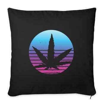 Cannabis Leaf Retro Coucher de soleil - Housse de coussin décorative 45 x 45 cm - noir - Devant