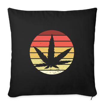 Cannabis Leaf Retro Coucher de soleil - Housse de coussin décorative 45 x 45 cm - noir - Devant