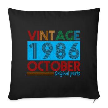 Vintage Oktober 1986 36 Jahre alte Geburtstagsgeschenke - Sofakissenbezug 45 x 45 cm - Schwarz - Vorne