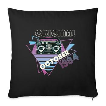 Millésime 1984 38 Anniversaire Cadeau Rétro Cassette - Housse de coussin décorative 45 x 45 cm - noir - Devant