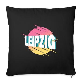 Leipzig Germany City Font Vintage Retro - Sofa pillowcase 17,3'' x 17,3'' (45 x 45 cm) - black - Front
