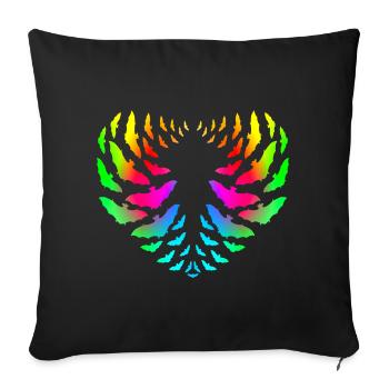 Flock of heart-shaped bats - Halloween Rainbow - Sofa pillowcase 17,3'' x 17,3'' (45 x 45 cm) - black - Front