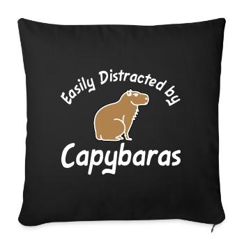 Facilement distrait par Capybaras capybara - Housse de coussin décorative 45 x 45 cm - noir - Devant