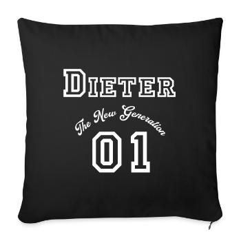 First name Dieter- "The New Generation", white - Sofa pillowcase 17,3'' x 17,3'' (45 x 45 cm) - black - Front