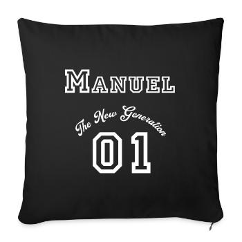 First name: Manuel - "The New Generation", White - Sofa pillowcase 17,3'' x 17,3'' (45 x 45 cm) - black - Front
