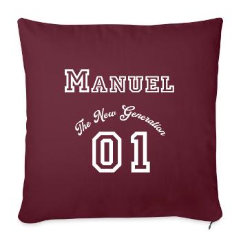 First name: Manuel - "The New Generation", White - Sofa pillowcase 17,3'' x 17,3'' (45 x 45 cm) - burgundy - Front