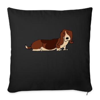 Basset Hound - Housse de coussin décorative 45 x 45 cm - noir - Devant