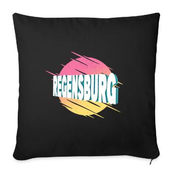 Regensburg Allemagne City Font Vintage Retro - Housse de coussin décorative 45 x 45 cm - noir - Devant