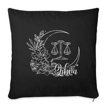 Libra Floral Zodiac Emblem - Sofa pillowcase 17,3'' x 17,3'' (45 x 45 cm) - black - Front