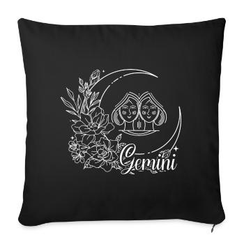 Duo floral Gémeaux-Lune - Housse de coussin décorative 45 x 45 cm - noir - Devant