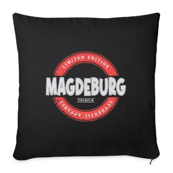 Magdebourg Allemagne Ville Skyline Home Love - Housse de coussin décorative 45 x 45 cm - noir - Devant