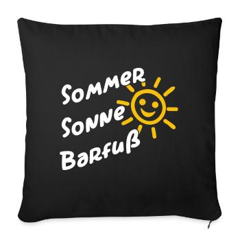 Sommer Sonne Barfuss am Strand Urlaub Ferien - Sofakissenbezug 45 x 45 cm - Schwarz - Vorne