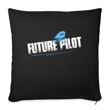 Future Pilot Aviation Fly Airline - Housse de coussin décorative 45 x 45 cm - noir - Devant