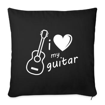 Guitar Symbol Heart Music Musician Graphic School - Sofa pillowcase 17,3'' x 17,3'' (45 x 45 cm) - black - Front