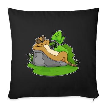 Relaxation de suricate - Housse de coussin décorative 45 x 45 cm - noir - Devant