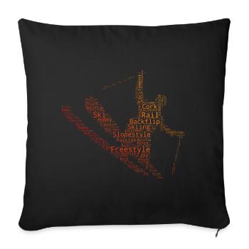 Freestyle Ski Ski Freestyle Slopestyle Femmes - Housse de coussin décorative 45 x 45 cm - noir - Devant