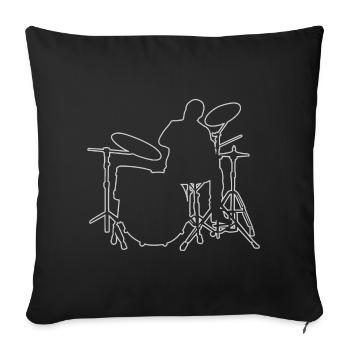 Kit de batterie Homme Batteur Percussionniste - Housse de coussin décorative 45 x 45 cm - noir - Devant
