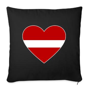 Cœur de drapeau de la Lettonie - Housse de coussin décorative 45 x 45 cm - noir - Devant