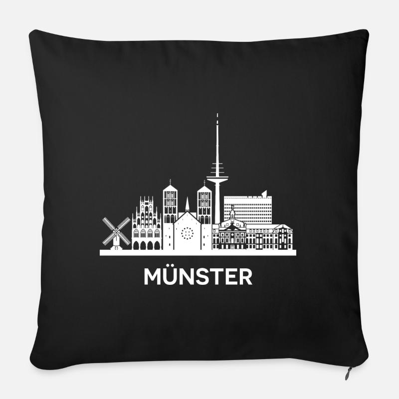 Münster, weiß - Sofakissenbezug 45 x 45 cm - Schwarz