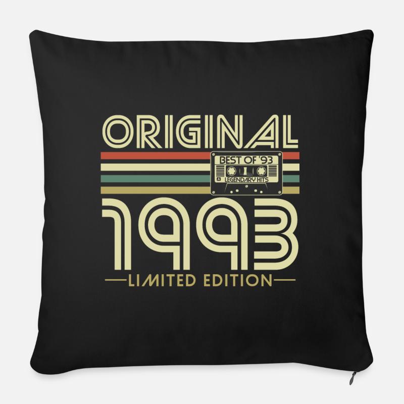 Original 1993 vintage vintage anniversaire rétro - Housse de coussin décorative 45 x 45 cm - noir