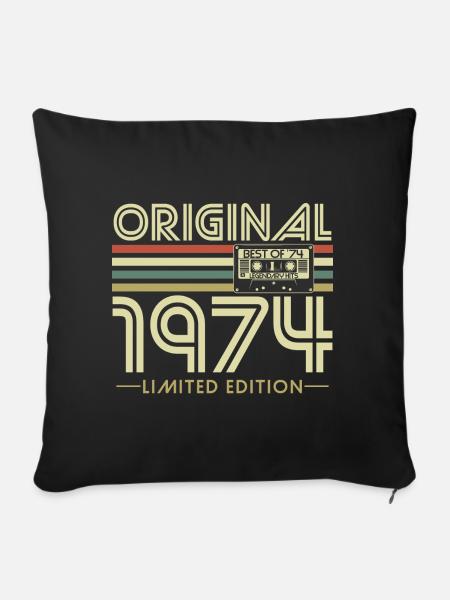 Original 1974 Jahrgang Vintage Geburtstag Retro - Sofakissenbezug 45 x 45 cm - Schwarz
