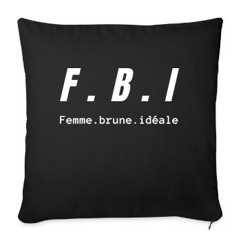 femme brune idéale - Housse de coussin décorative 45 x 45 cm - noir - Devant