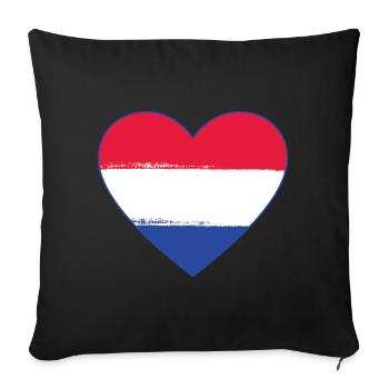 Holland Flag Heart utilisé - Housse de coussin décorative 45 x 45 cm - noir - Devant
