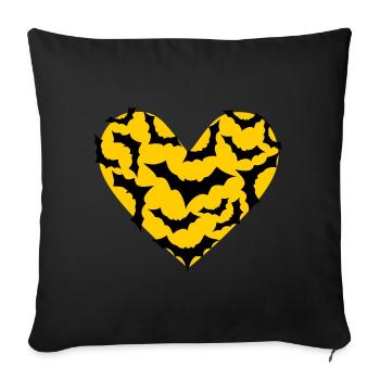 Souris des champs Cœur de chauve-souris Lune - Housse de coussin décorative 45 x 45 cm - noir - Devant