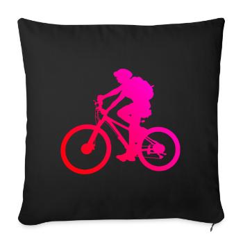 VTT Hommes Femmes Vélo de montagne Cyclistes - Housse de coussin décorative 45 x 45 cm - noir - Devant