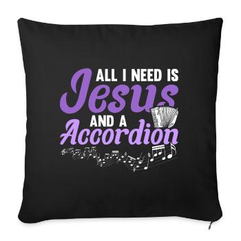 Accordéon Polka Accordéon Squeeze Box - Housse de coussin décorative 45 x 45 cm - noir - Devant
