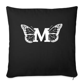 lettre m papillon - Housse de coussin décorative 45 x 45 cm - noir - Devant
