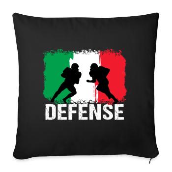 Football américain Italie Défense - Housse de coussin décorative 45 x 45 cm - noir - Devant