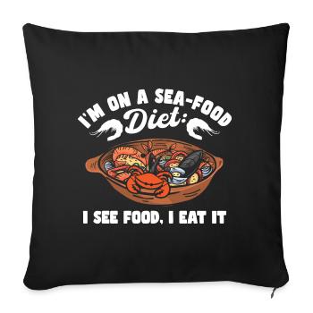 Humour de croisière Drôle de fruits de mer - Housse de coussin décorative 45 x 45 cm - noir - Devant