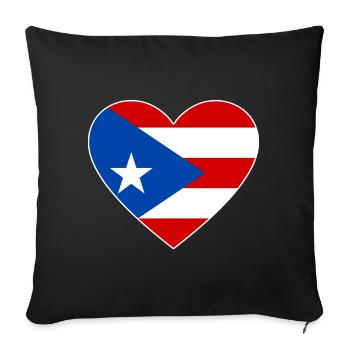 Puerto Rico Flag Heart - Sofa pillowcase 17,3'' x 17,3'' (45 x 45 cm) - black - Front