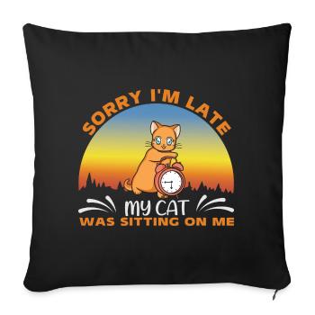 Chat mignon roux - Housse de coussin décorative 45 x 45 cm - noir - Devant