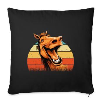 Laughing Horse Funny Funny Humor Crazy Ugly - Sofa pillowcase 17,3'' x 17,3'' (45 x 45 cm) - black - Front