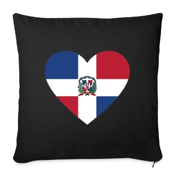 Dominican flag heart - Sofa pillowcase 17,3'' x 17,3'' (45 x 45 cm) - black - Front