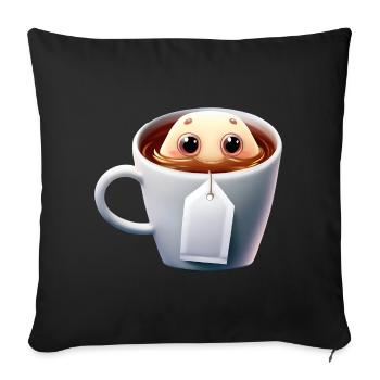 Sachet de thé gourmand - Housse de coussin décorative 45 x 45 cm - noir - Devant