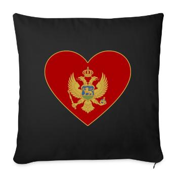 Montenegro Flag Heart - Sofa pillowcase 17,3'' x 17,3'' (45 x 45 cm) - black - Front