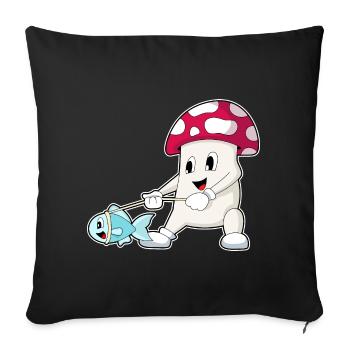 Pêche aux poissons pêcheurs aux champignons - Housse de coussin décorative 45 x 45 cm - noir - Devant
