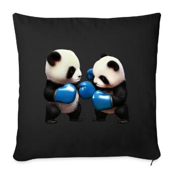 Combattre les pandas - Housse de coussin décorative 45 x 45 cm - noir - Devant