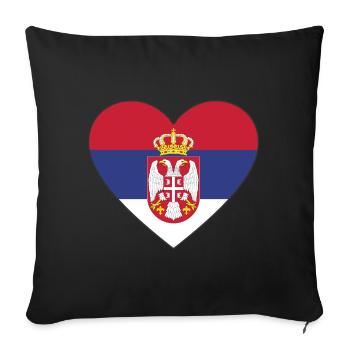 Cœur de drapeau de la Serbie - Housse de coussin décorative 45 x 45 cm - noir - Devant