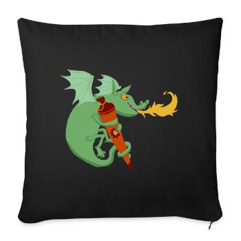 Dragon avec cône d’école - Housse de coussin décorative 45 x 45 cm - noir - Devant