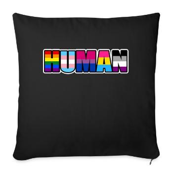 HUMAIN Drapeau LGBT Mois de la fierté gay Transgenre - Housse de coussin décorative 45 x 45 cm - noir - Devant